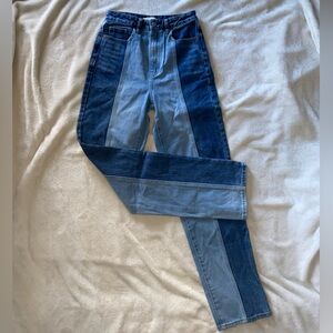 Two-Toned 90s high rise boyfriend jeans